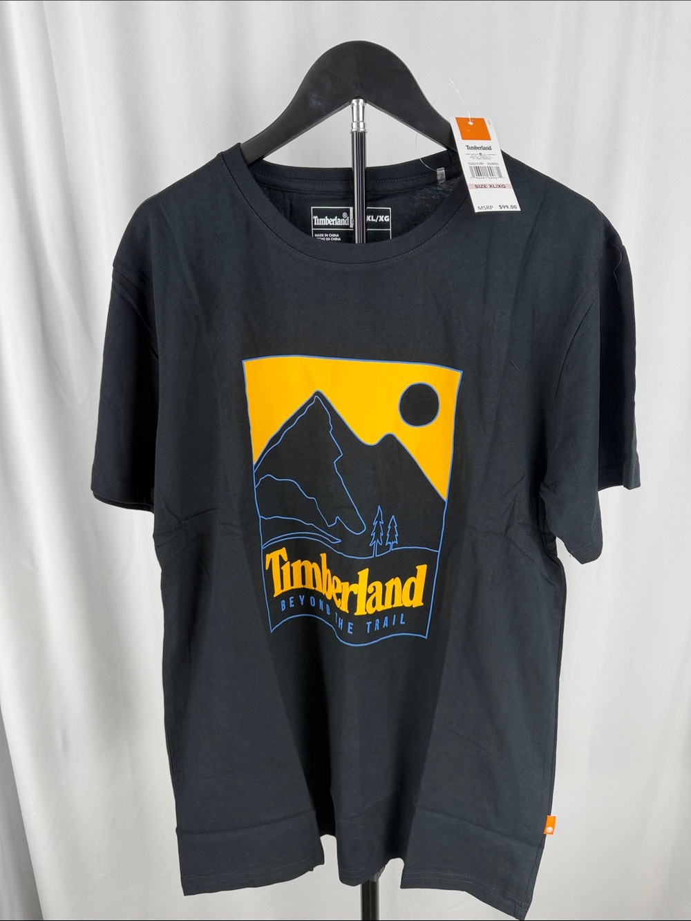 Timberland Black Short-Sleeve Tee with Yellow and Blue Graphic